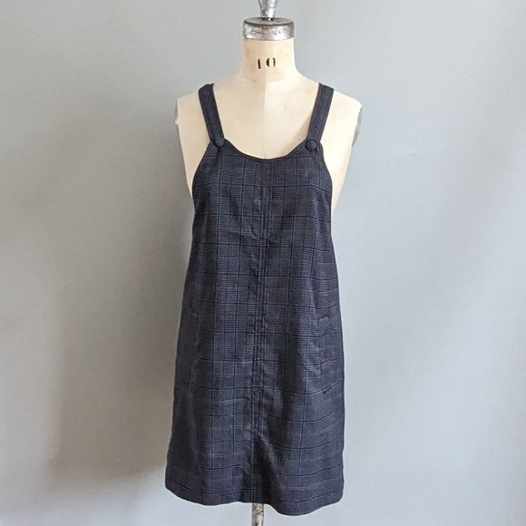 Frank and Oak Plaid Pinafore Navy Houndstooth Check Pattern Size XS NWOT - Picture 2 of 7